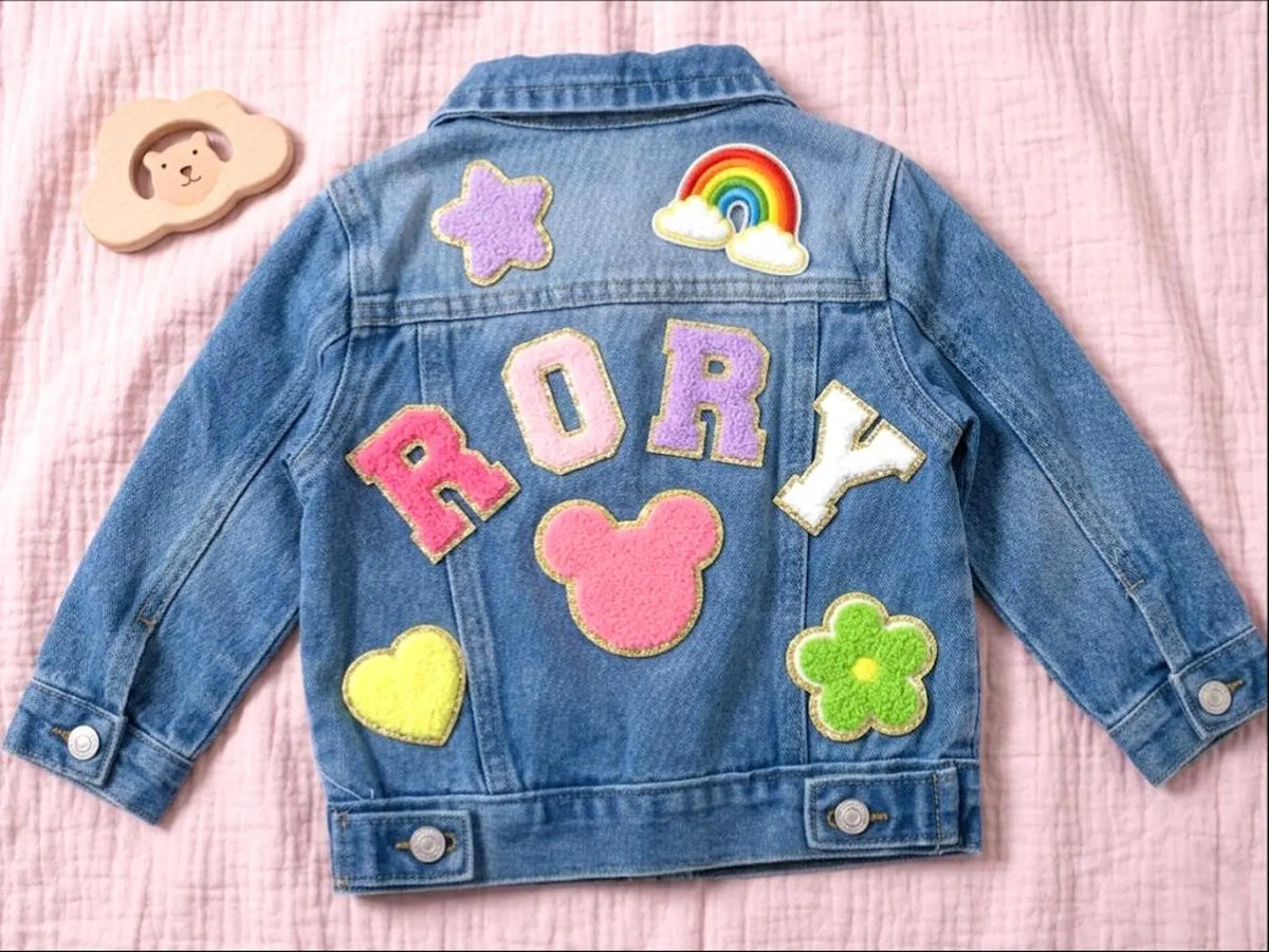Personalized Chenille Letter Denim Jacket